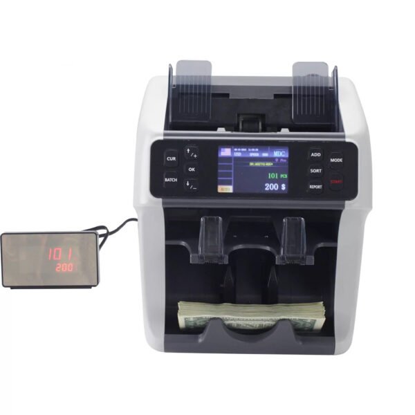 Money Counter Machine Mixed Denomination with Reject Pocket,Bank Grade Multi Currency Bill Counter, Serial Nb, 2CIS/UV/MG Counterfeit Detection, Cash Counter, Sort & Print